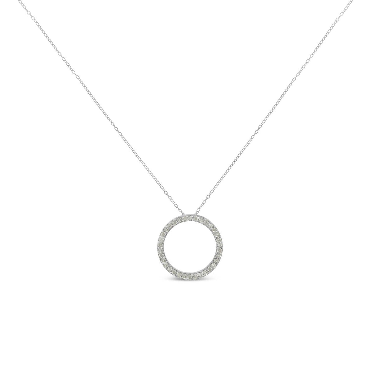 Sterling-Silver 3/4 Ctw Diamond Hoop Circle Pendant Necklace Jewellery Luxurious Weddings