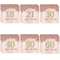 a number of pink and gold birthday cards