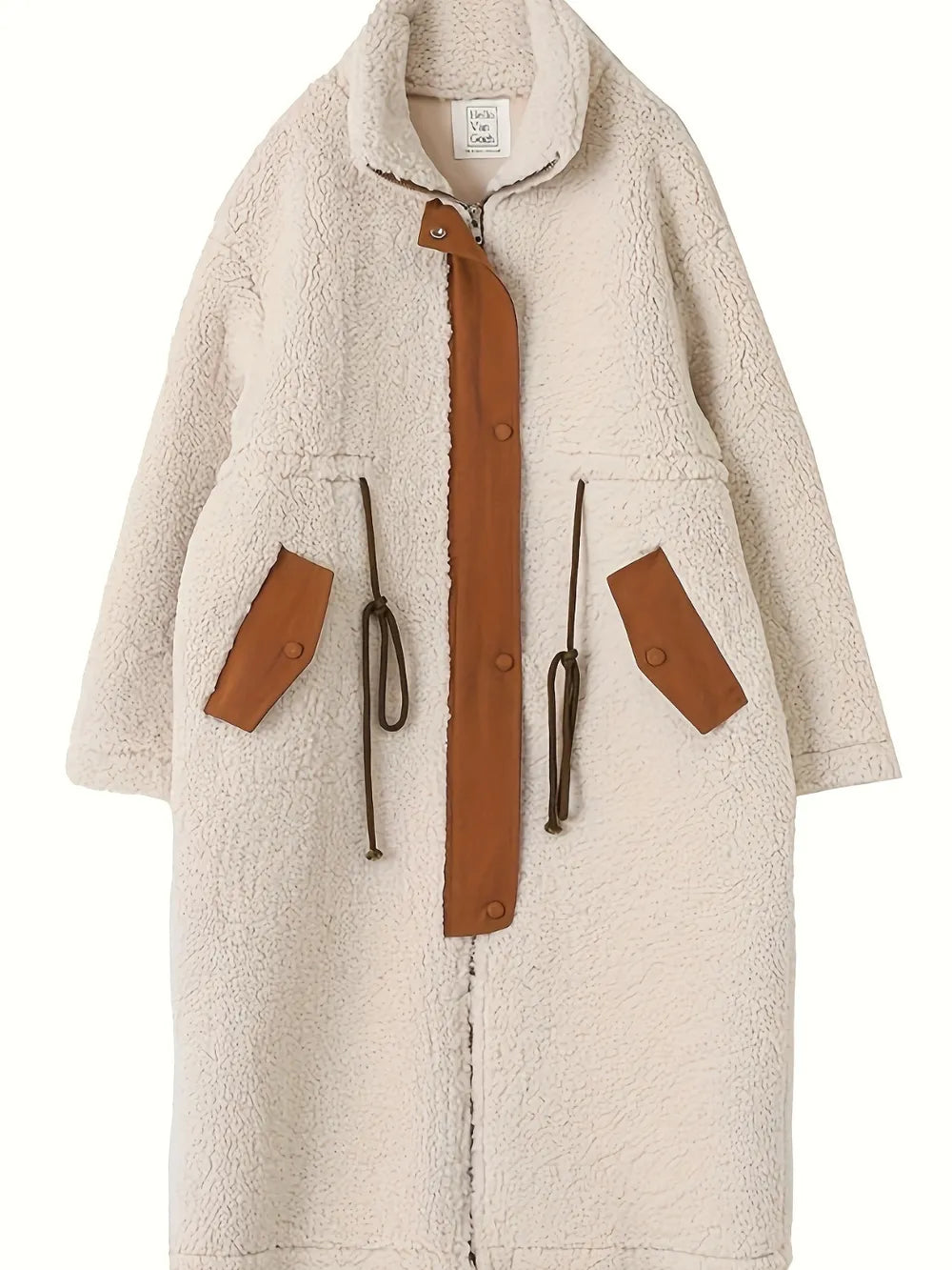 Plus Size Drawstring Zip Up Turtleneck Sherpa Coat Plus size coat Luxurious Weddings