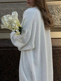 Fuzzy Open Front Solid Color Cardigan Cardigans Luxurious Weddings