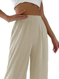 Full Size Elastic Waist Wide Leg Pants Plus Size Pants Luxurious Weddings