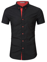 Men's Button Up Short Sleeve Shirt - Black Shirt Luxurious Weddings