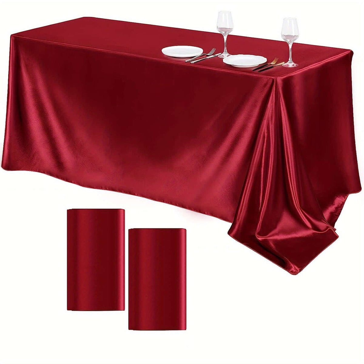 Elegant Golden Satin Tablecloth Overlay - 102 x 58\" Tablecloth Luxurious Weddings