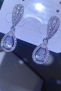 2 Carat Moissanite 925 Sterling Silver Teardrop Earrings Luxurious Weddings