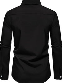 Men's Button-Down Shirt with Checkered Contrast Trim Shirt Luxurious Weddings