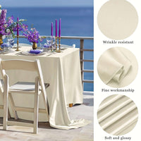 Elegant Golden Satin Tablecloth Overlay - 102 x 58\" Tablecloth Luxurious Weddings
