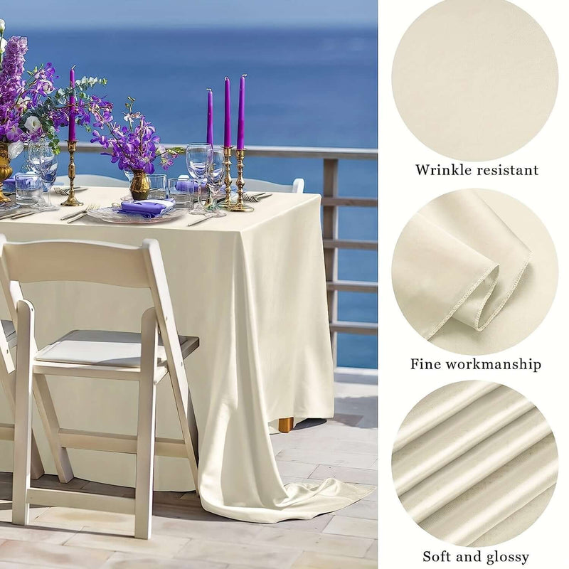 Elegant Golden Satin Tablecloth Overlay - 102 x 58\" Tablecloth Luxurious Weddings