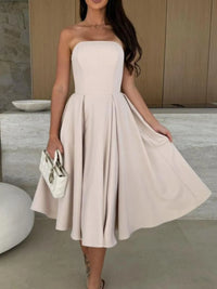 Solid Color Tube Midi Dress Summer Dress Luxurious Weddings