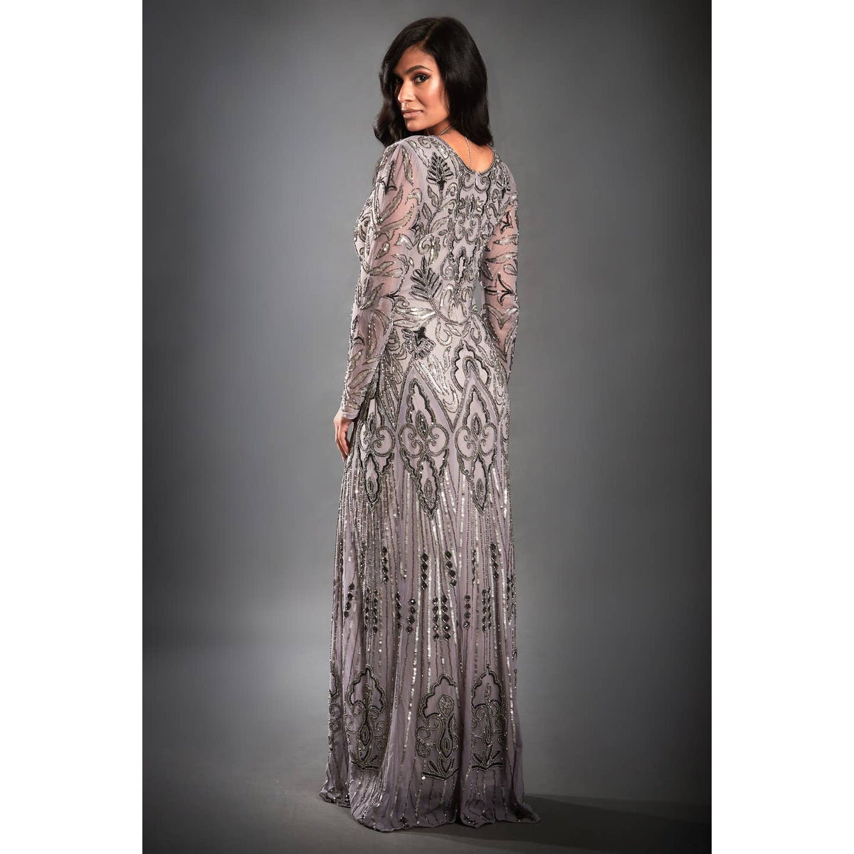 Isabella Embellished Long Sleeve Gatsby Maxi Dress Dress Luxurious Weddings