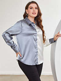 Plus Size Two-Tone Long Sleeve Shirt Plus size Luxurious Weddings