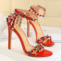 Super high heel color belt sandal heel