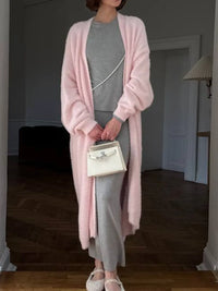 Fuzzy Open Front Solid Color Cardigan Cardigans Luxurious Weddings