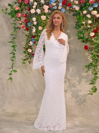 Lace Surplice Flare Sleeve Maxi Dress wedding dress Luxurious Weddings