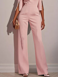 Wide-Leg Jumpsuit with Slit Sleeve in pink with stylish detailing and flowing fit.