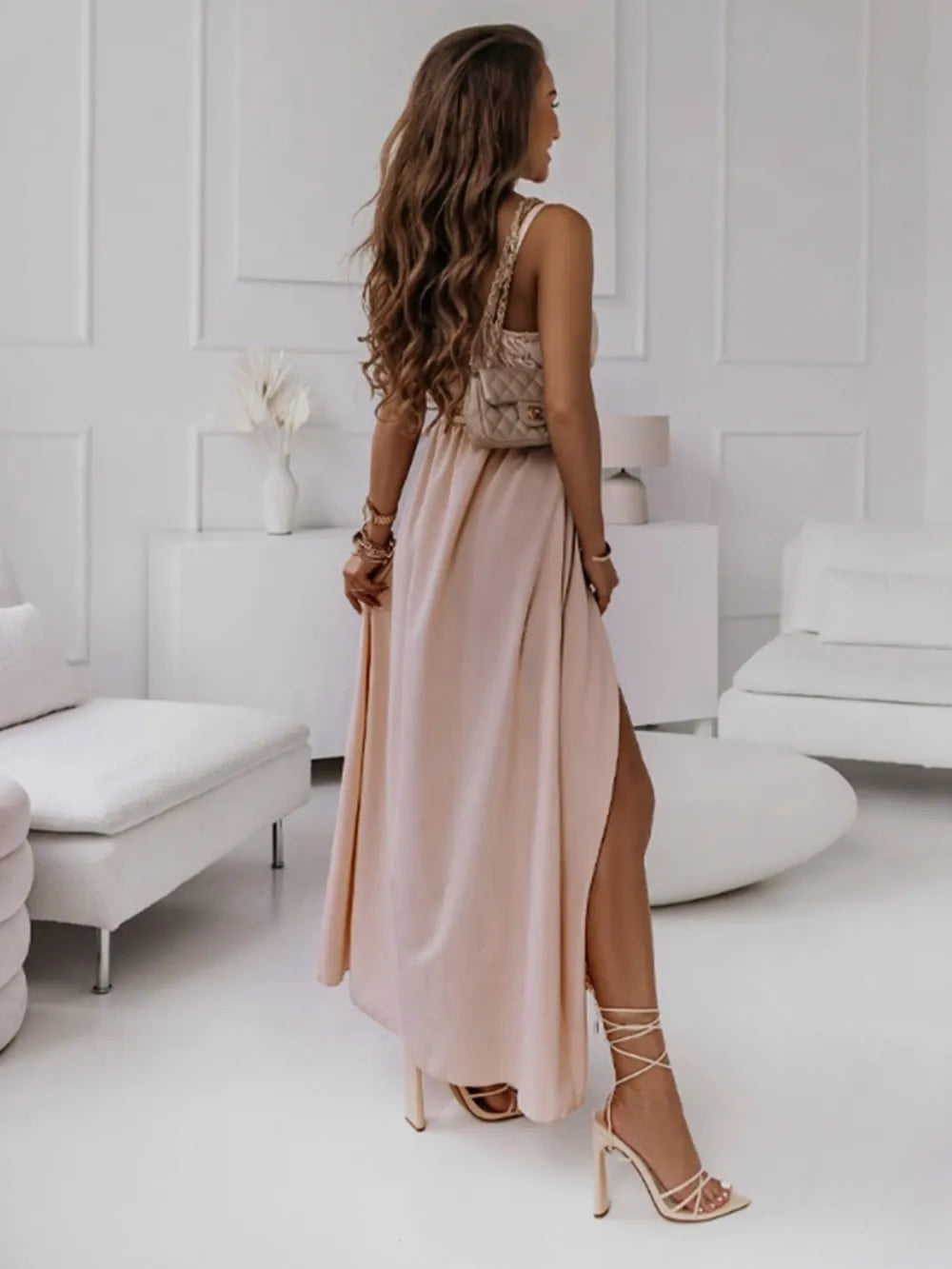 Honey Tied Surplice Sleeveless Midi Cami Dress Midi Dress Luxurious Weddings