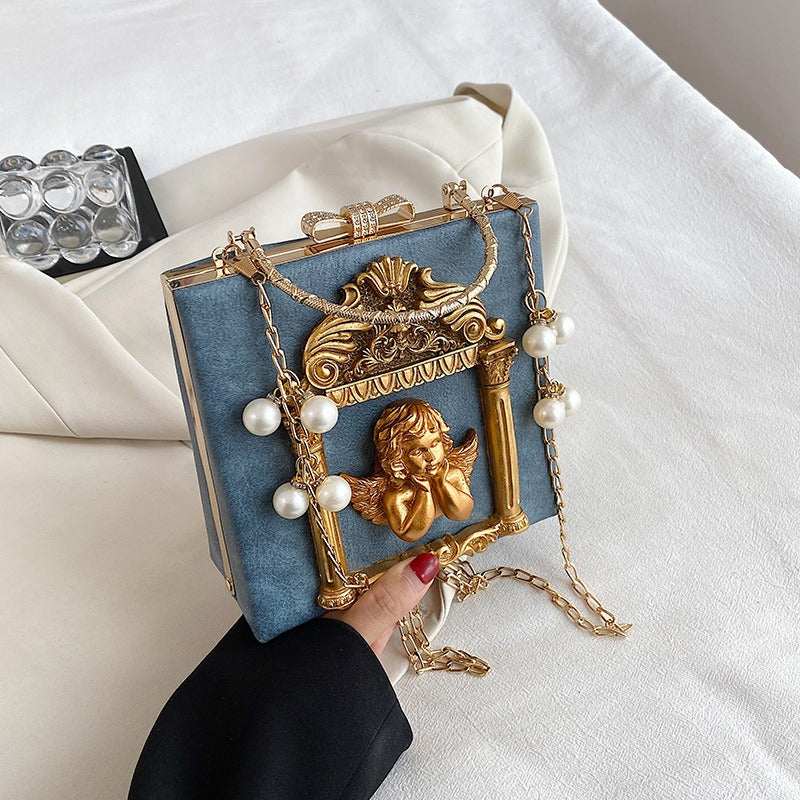 Retro Angel Flower Handheld Chain Bag, Handbags Luxurious Weddings
