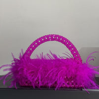 Pearl bead bag with Ostrich feather fur designer Purse Handbags Luxurious Weddings