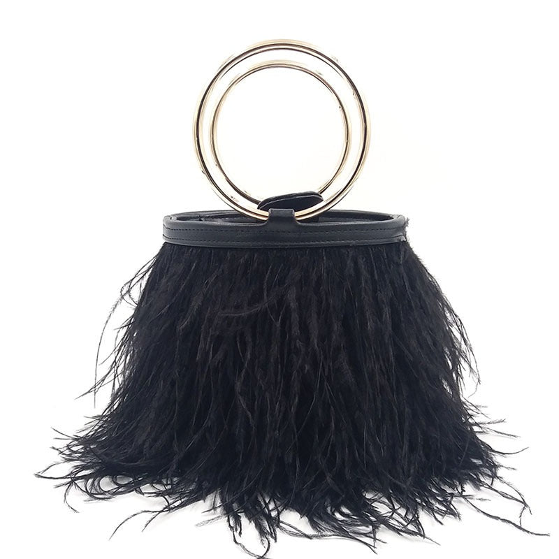 portable chain bag imported ostrich feather Handbags Luxurious Weddings
