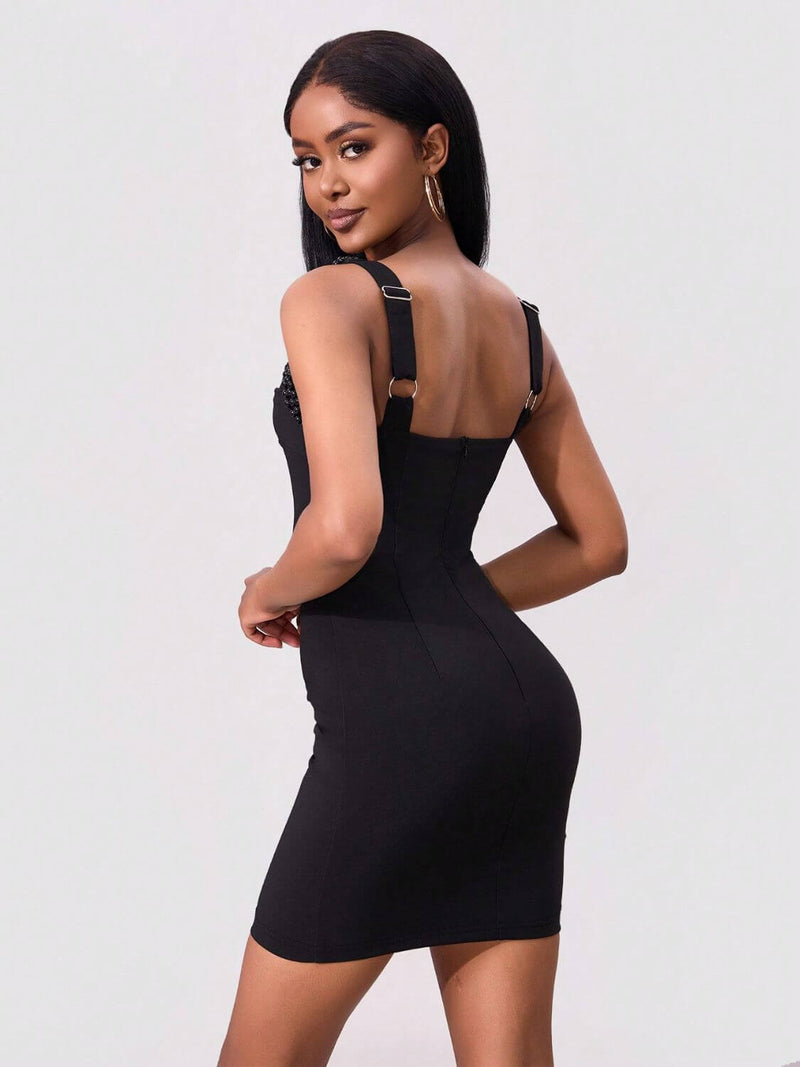 Bead Trim Wide Strap Wrap Dress Dresses/Mini Dresses Luxurious Weddings