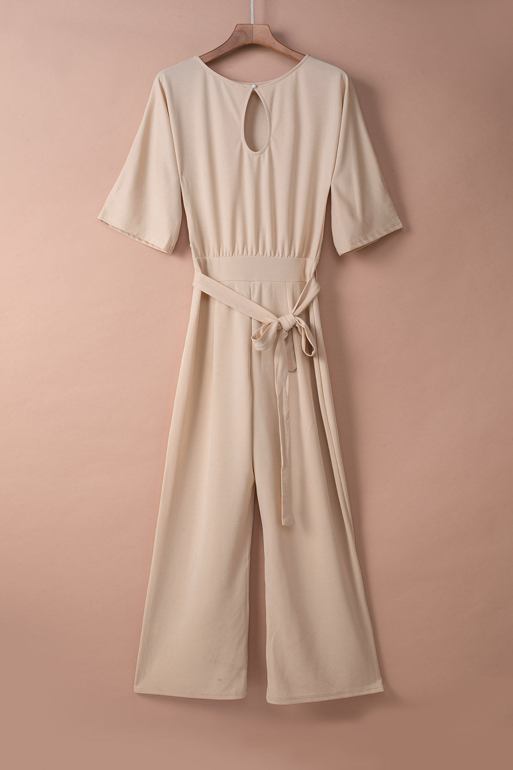 Apricot Bracelet Sleeve Waist Tie Wide Leg Jumpsuit Bottoms/Jumpsuits & Rompers Luxurious Weddings