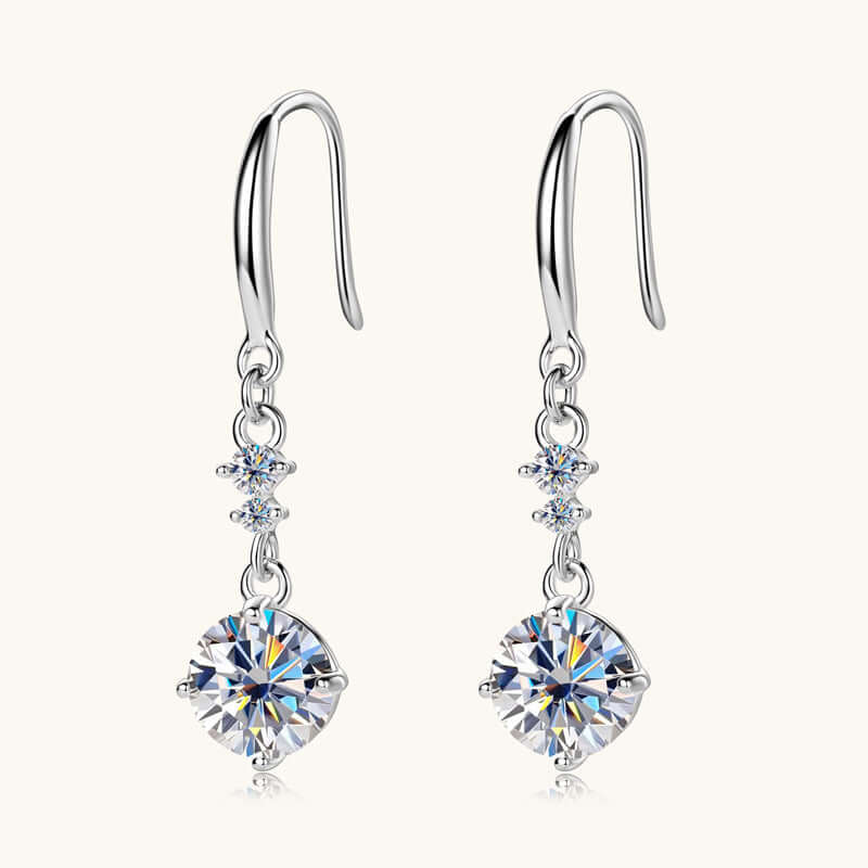 2 Carat Moissanite 925 Sterling Silver Earrings Earrings Luxurious Weddings