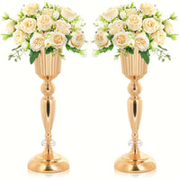 Elegant Golden Crystal Vase Set - 4pcs Decor Vase Set Luxurious Weddings