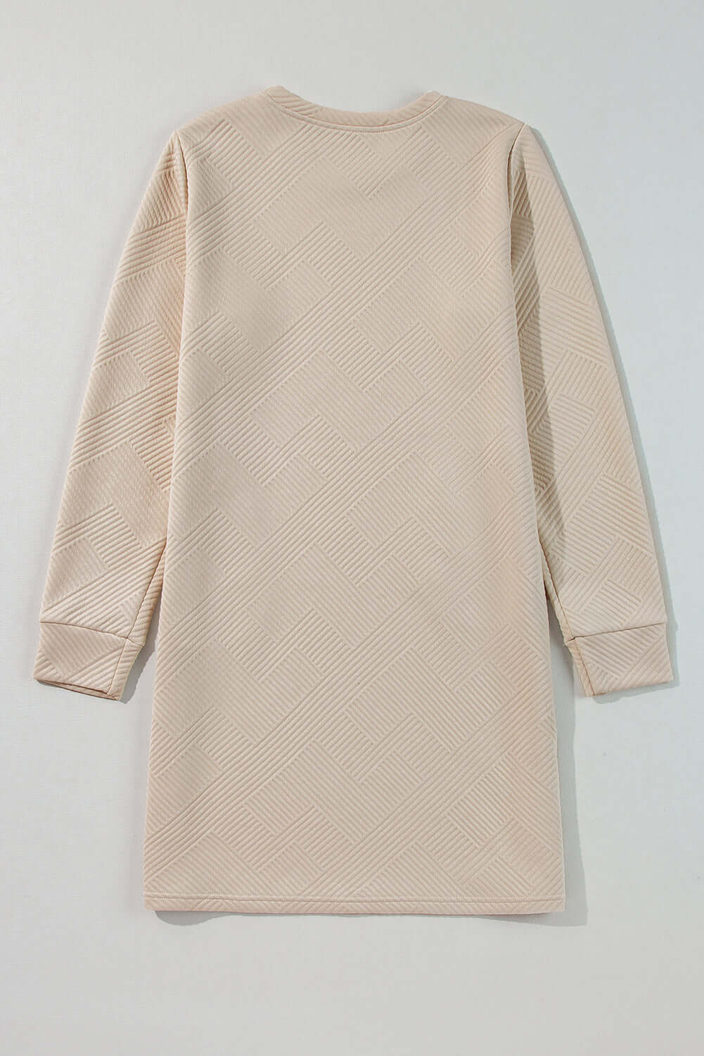 Apricot Solid Color Textured Long Sleeve Shift Dress Dresses/Mini Dresses Luxurious Weddings