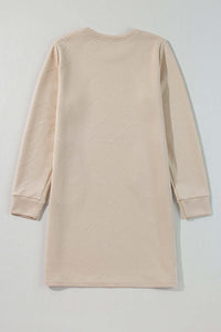 Apricot Solid Color Textured Long Sleeve Shift Dress Dresses/Mini Dresses Luxurious Weddings