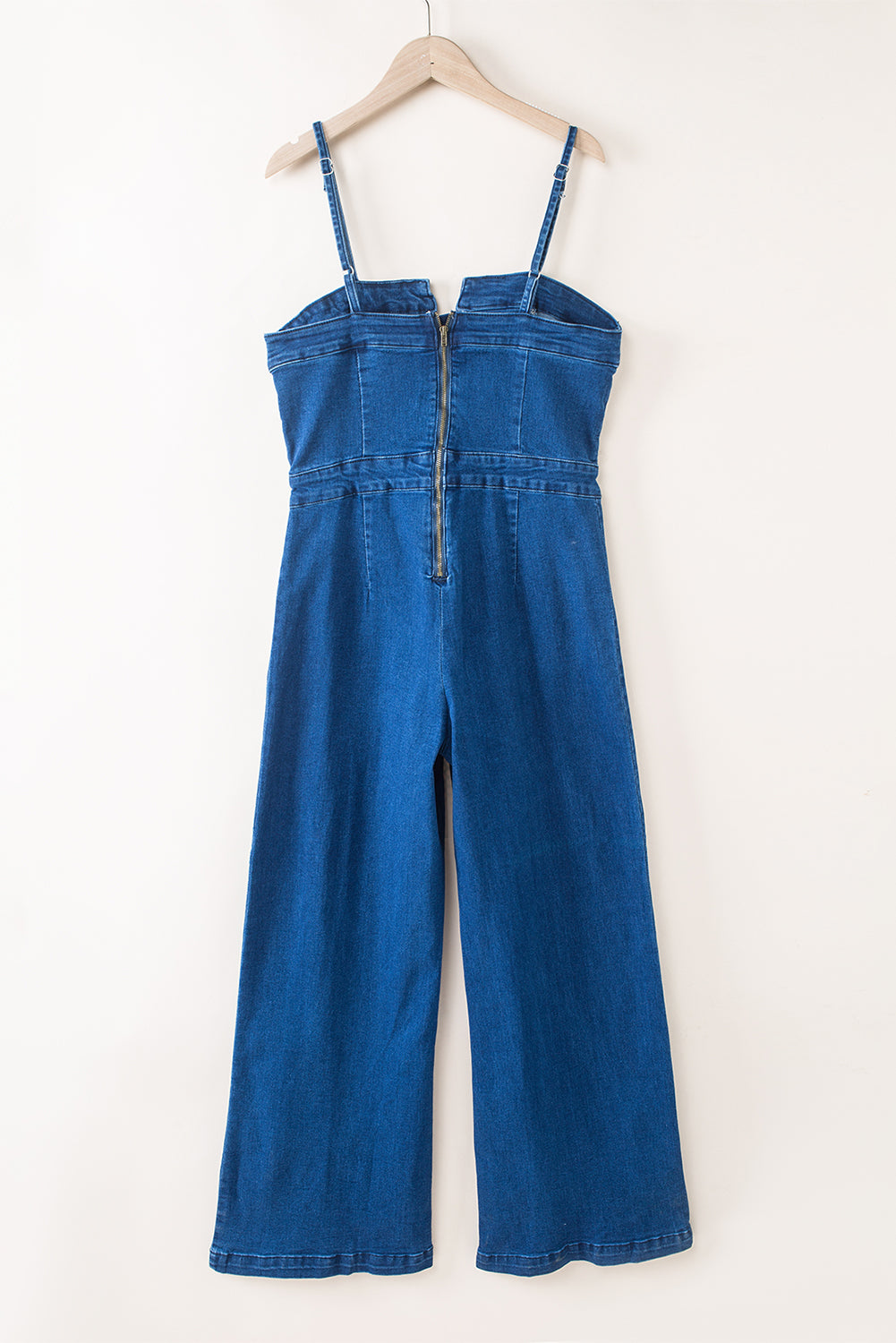 Blue Spaghetti Straps Notch V Denim Jumpsuit Bottoms/Jumpsuits & Rompers Luxurious Weddings