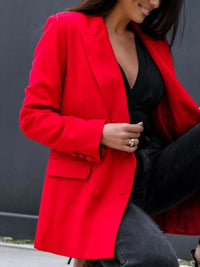 Red lapel collar long sleeve blazer styled for modern sophistication, perfect for luxurious weddings.