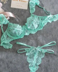 Bowknot Decor Crochet Lace Lingerie Set Luxurious Weddings