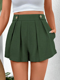 Pleated Detail Shorts with Pockets Shorts Luxurious Weddings