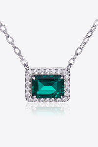 Lab-Grown Emerald Rectangle Pendant Necklace Luxurious Weddings