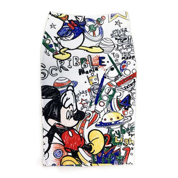 Women's Pencil Skirt Mickey Mouse Print High Waist Women's Skirt Luxurious Weddings