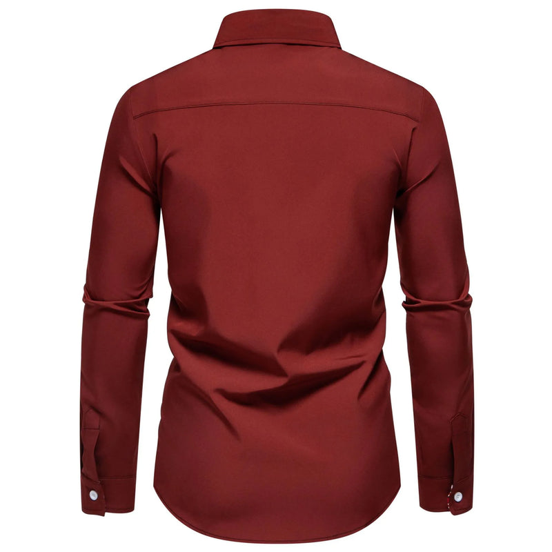 Men's Casual Button-Down Shirt with Cuff Detail mens shirt Luxurious Weddings
