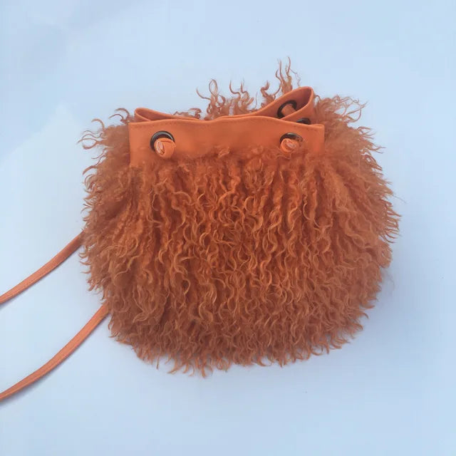 Long Fur Wool Bucket Bag Handbags Luxurious Weddings