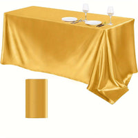 Elegant Golden Satin Tablecloth Overlay - 102 x 58\" Tablecloth Luxurious Weddings