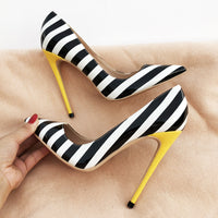 Striped patent leather point-toe pumps shoes Luxurious Weddings