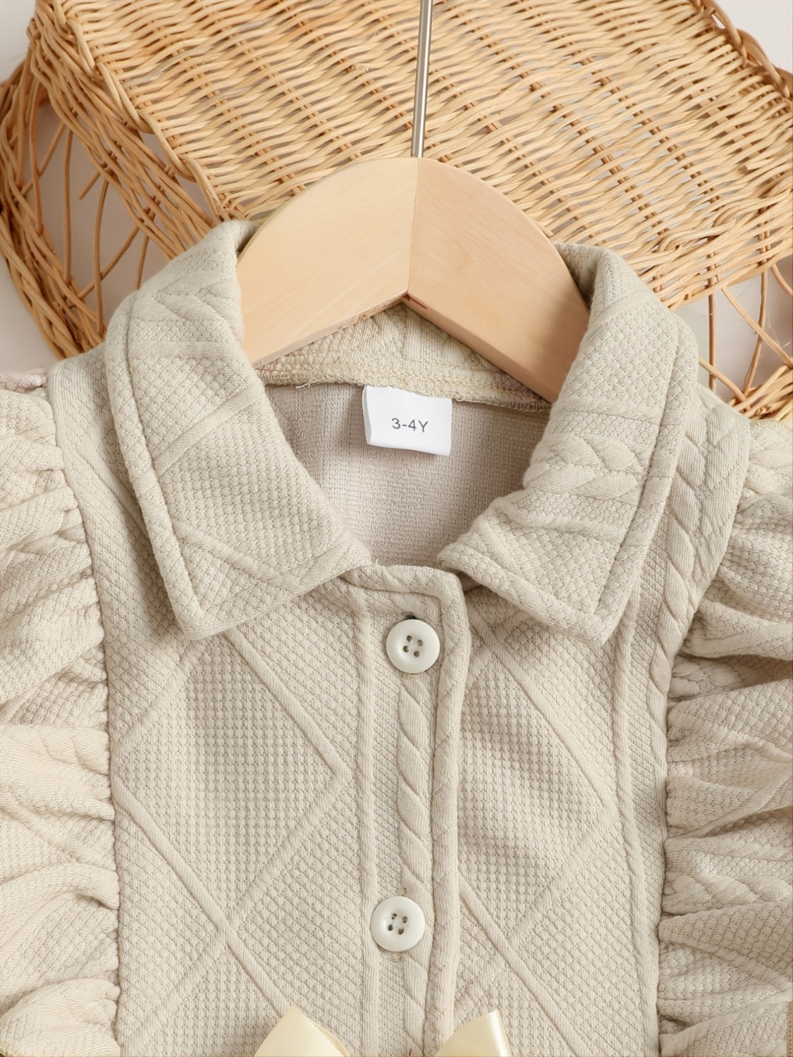 Children's Ruffled Bow Collared Neck Dress kids clothing Luxurious Weddings