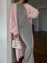 Fuzzy Open Front Solid Color Cardigan Cardigans Luxurious Weddings