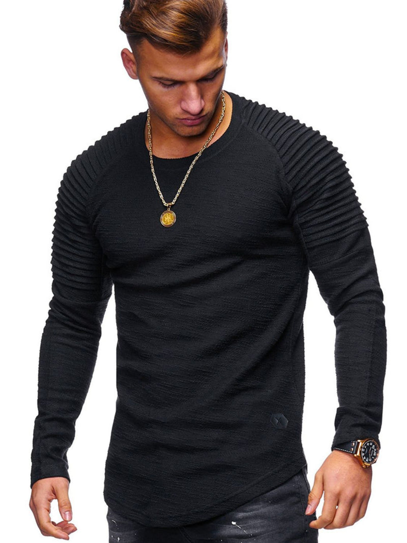 Men's Plus Size Round Neck Long Sleeve T-Shirt Long sleeve Tshirt Luxurious Weddings