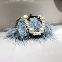 Feather Evening Crossbody Bag Pearl Handbags Luxurious Weddings