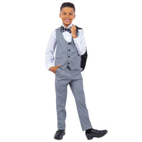 Grey Stacy Adams Boys Tuxedo, Slim-Fit 5pc w/ Tuxedo Shirt Suits Luxurious Weddings