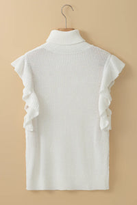 Cable-Knit Turtleneck Cap Sleeve Sweater Sweater Luxurious Weddings