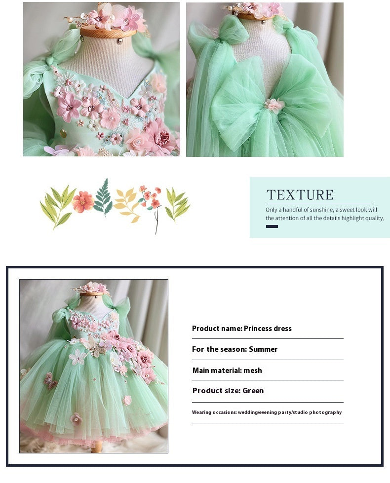 Children's Bow Mesh Bubble Skirt Dress Luxurious Weddings