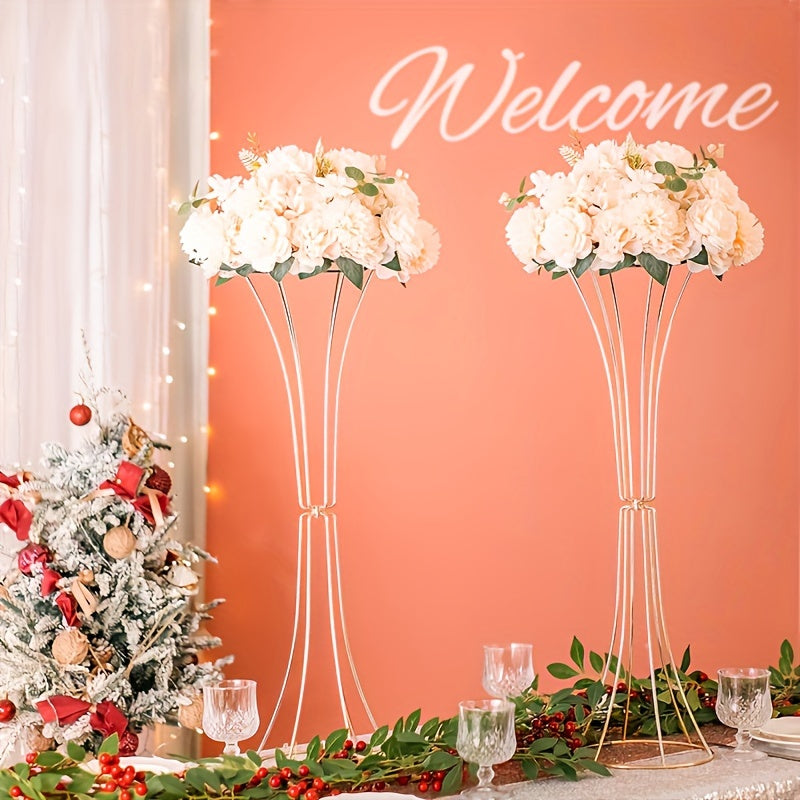 Gold Metal Trumpet Vase Set - Elegant Decor Vases Luxurious Weddings