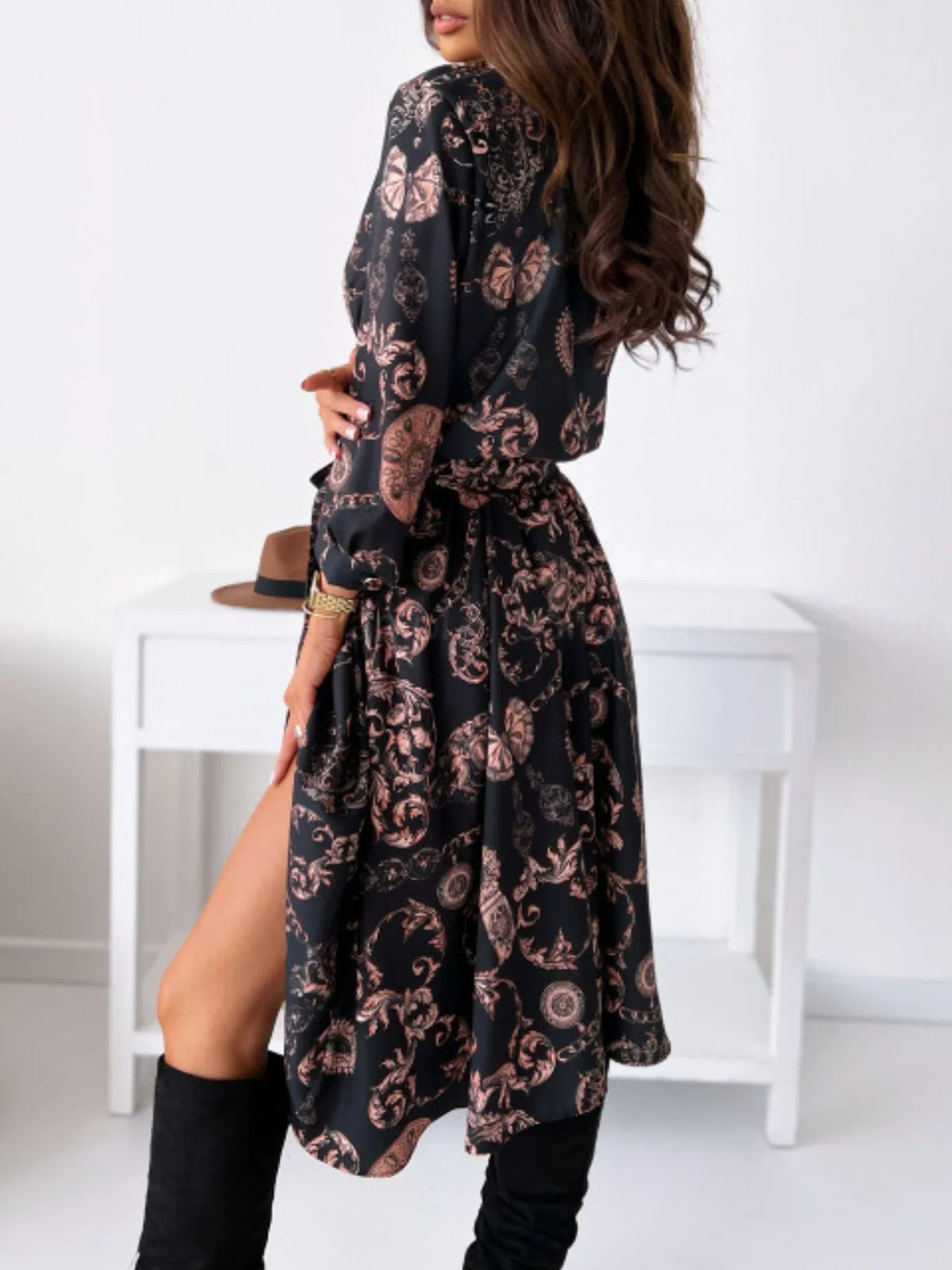 Printed Tie Waist Midi Dress Summer dress Luxurious Weddings