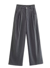 Elegant Striped Blazer & High Waist Pants Set Luxurious Weddings