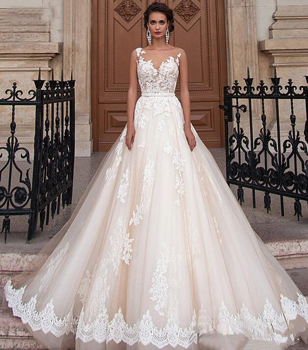 Bride Shoulders Waist Slimming Lace Trailing Large Size Wedding Dress V neck