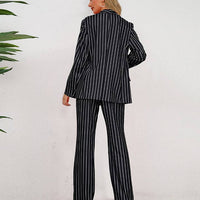 Striped Two-Piece Suit Jacket and Straight Leg Trousers Set woman's suit Luxurious Weddings